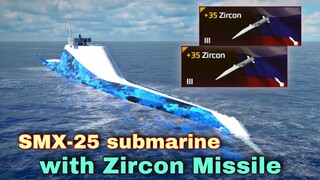 Modern Warships: SMX-25 submarine with Zircon missile. online gameplay.