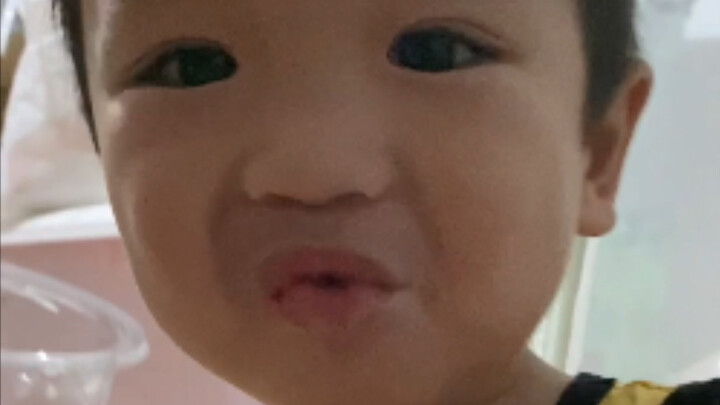 He insists this medicine is sweet, but his expression says otherwise! Hahaha!