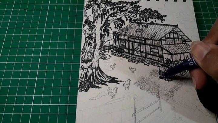 menggambar suasana didesa