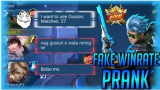 GUSION WINRATE PRANK | MOBILE LEGENDS