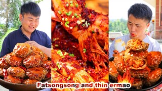 mukbang | Ermao Challenge Spicy Squid |  Bread crab | Chinese food | songsong and ermao