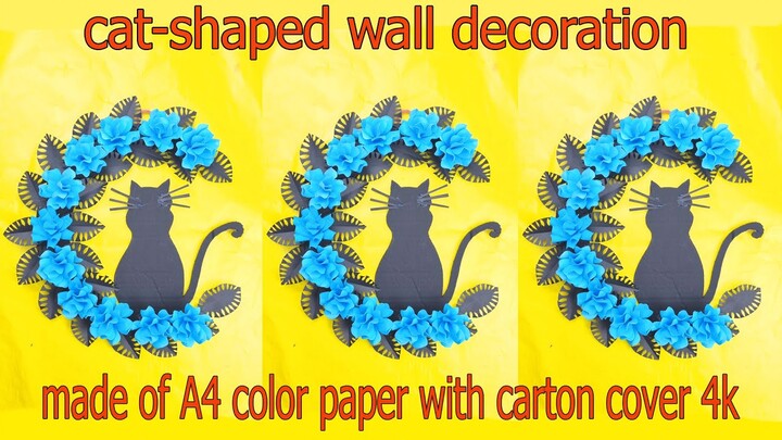 cat-shaped wall decoration,made of A4 color paper with carton cover 4k _ Ngoc Thanh HANDMADE