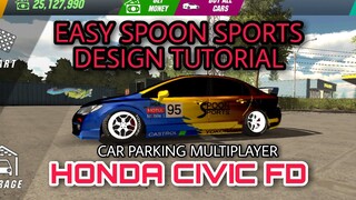 how to make spoon sports design in car parking multiplayer  honda civic fd