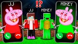 JJ Creepy Piggy PEPPA.EXE vs Mikey PEPPA.EXE CALLING at 3am to MIKEY and JJ ! - in Minecraft Maizen
