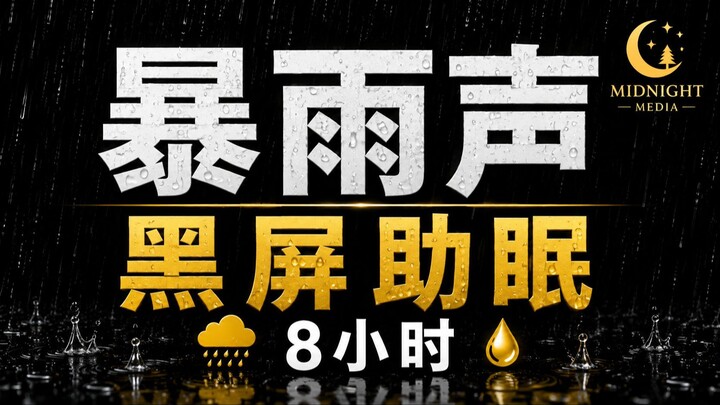 8小时暴雨声助眠｜黑屏纯雨声｜深度睡眠・放松・白噪音