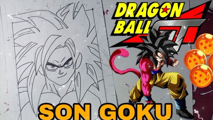 menggambar son goku ssj4 dragonball GT