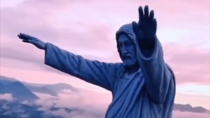 Jesus Bless Statue in mountain Tana Toraja