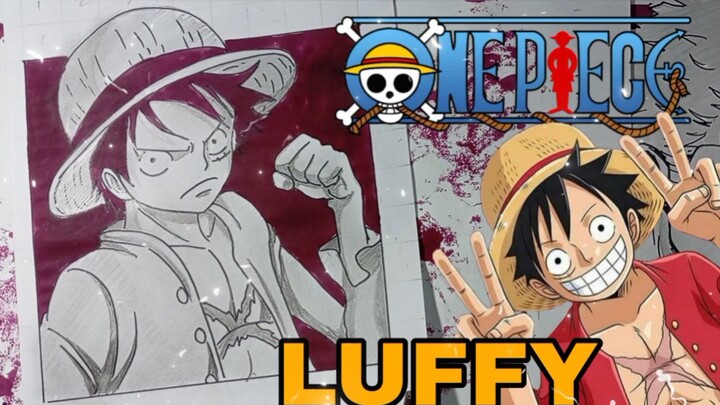 menggambar luffy dari anime one Piece