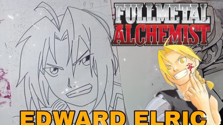 menggambar Edward elric dari anime Fullmetal alchemist