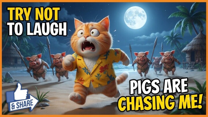 Mischievous Orange Cat and Tribal Pigs 😂 | Cat’s Party | Party fun | Funny Ai animation | All ages