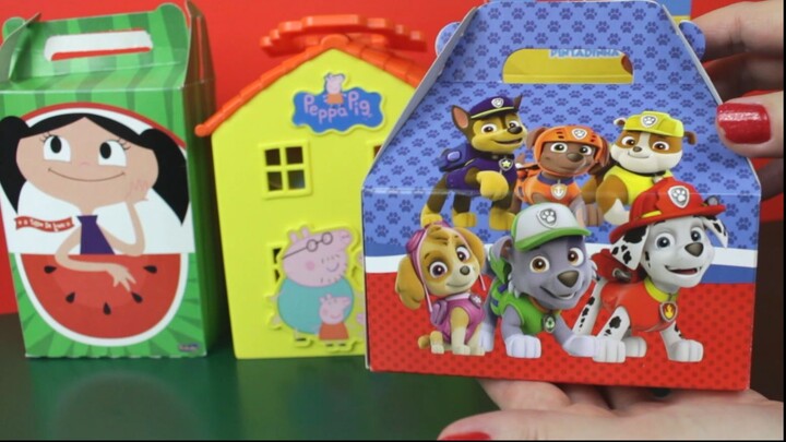 Caixas Surpresa Patrulha Canina Galinha Pintadinha Luna e Casinha Peppa Pig