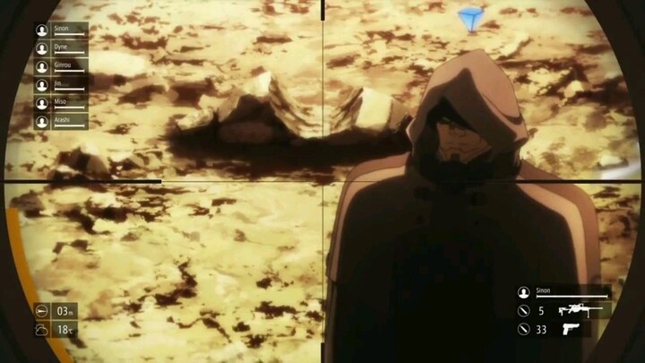 sniping an enemy (Sword Art Online : Alternative Gun Gale Online)