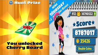 ปลดล็อก Hunt Special Cherry Board ใน Single Run (3 Save Me!) บน Subway Surfers Monaco