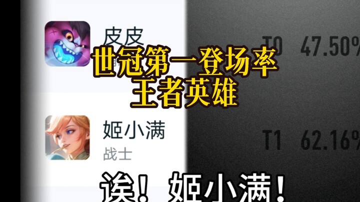 By appearance rate, from highest to lowest—Ji Xiaoman is the only hero I recognize from the World Ch