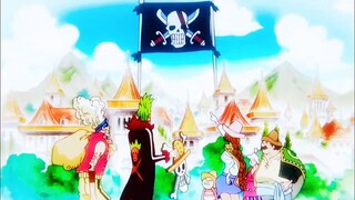 The amazing Bartolomeo grilled Red Hair Shanks' pirate flag and replaced it with Luffy's, which is s