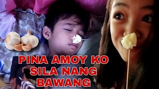 Pina amoy ko sila nang bawang habang tulog sila (Prank)