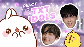 Molang and Piu Piu React To TXT Funny Moments | 100% Huening Kai stan