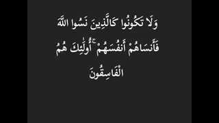 ولا تكونوا كالذين نسوا الله فانساهم انفسهم
