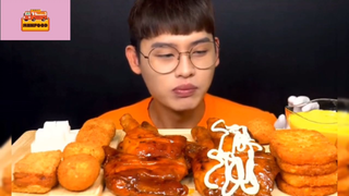 Mukbang đùi gà nướng và bánh rán #anngon