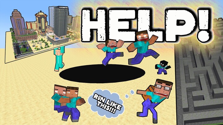 HELP Herobrine And His Friends From Black Hole And Stop Bedrock Wall - oreE TV Minecraft Animation
