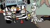 Mobil Truk Oleng Lucu, Pocong Lucu Ganti Ban Truk | Kartun Animasi Lucu