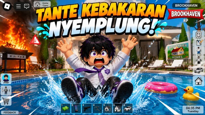 Tante Kebakaran, Langsung Nyemplung Kolam! 🔥 Brookhaven RP