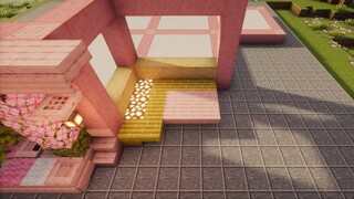 Aesthetic style, exquisite interior, pink cherry blossom book house ~ [Minecraft building tutorial/a