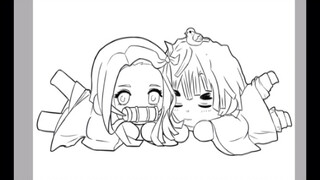 【绘画】鬼灭之刃  灶门弥豆子×我妻善逸