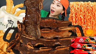 꿀조합 🍖 LA갈비 열라면 쉐이크쉑 먹방 LA Galbi Yeul Ramen Milkshake with French Fries Combo Mukbang ASMR Ssoyoung