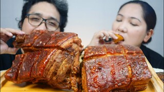 CRISPY PORK BELLY +PAKBET MUKBANG | FILIPINO FOOD | COLLAB WITH @OSER Eats