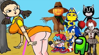 Squid Game This pose 어몽어스 오징어 게임 19 Among Us Zone Ankha FNF Halloween Pumkin Scarecrow