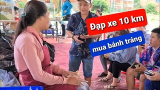 Bé trai một mình đạp xe 10 km mua Bánh tráng trộn DIVA Cát Thy