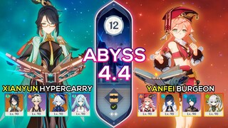 C0 Xianyun Hypercarry & C6 Yanfei Burgeon - Spiral Abyss 4.4 - Genshin Impact