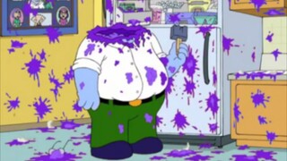 After eating the ice cream, Peter burst into "blueberry sauce" all over the floor