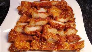 หมูสามชั้นทอดงา | หมูทอดน้ำปลา สูตรใส่งา | Fried pork with sesame seeds