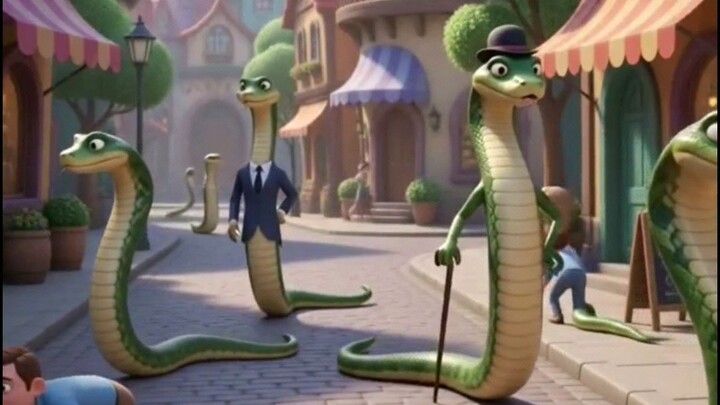 उल्टी दुनिया 😱🐍 जहाँ साँप इंसान और इंसान साँप बन गए! | AI Cartoon #shorts