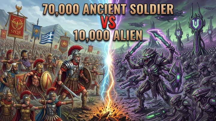 70,000 Ancient Soldier vs 10,000 Alien
