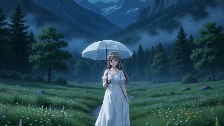 Walking through the rain, surrounded by mountains, clouds, and the peaceful beauty of nature… 🌧️☂️