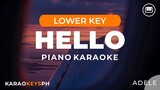 Hello - Adele (Lower Key - Piano Karaoke)