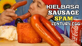 🔴 KIELBASA SAUSAGE SPAM CENTURY EGG | PINOY MUKBANG collab w/@Food without pretensions