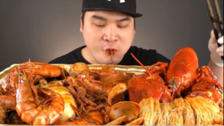 Thánh ăn hàn quốc mukbang ăn tôm hùm, các loại hải sản cay #amthuc #monngon