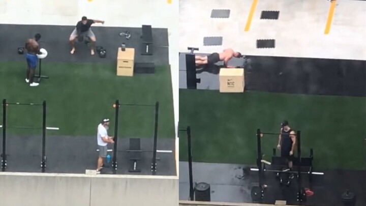 Someone actually built an outdoor gym right across from my window!