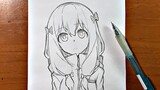 Easy anime drawings | how to draw cute girl with just a pencil