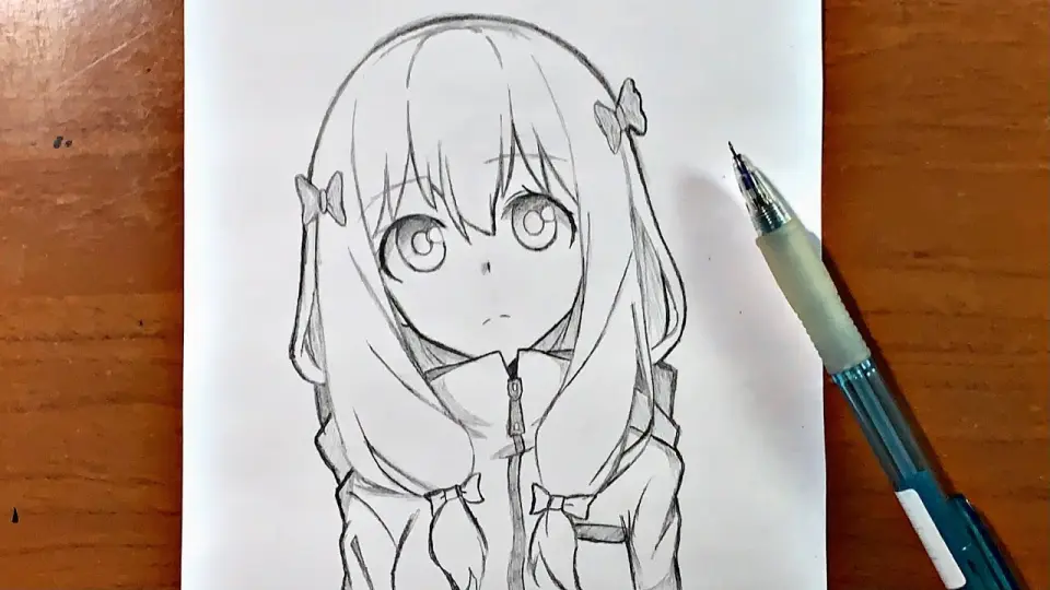 Easy anime drawings | how to draw cute girl with just a pencil - Bstation