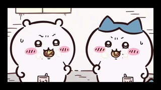 【ちいかわ】たこ焼きを食べるちいかわとハチワレ