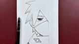 Easy anime sketch | how to draw kid kakashi half face - easy steps
