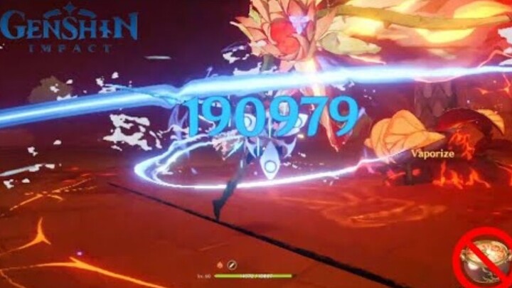 Childe LVL 60 One Shot Pyro Regisvine 190K Damage No Buff Food | Genshin Impact Indonesia