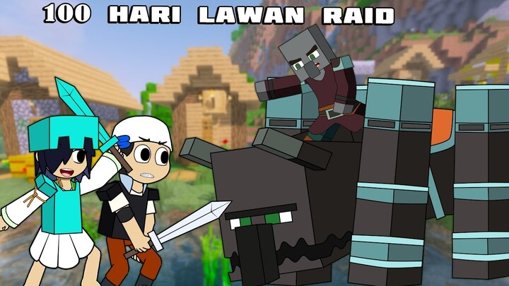 100 HARI LAWAN RAID PILLAGER - ANIMASI MINECRAFT