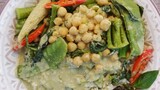 Vegan try this chickpeas green curry delicious แกงเขียวหวานถั่วลูกไก่กับผักรวม เมนูวีแกน