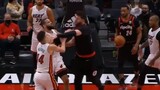 Tyler Herro punches Jusuf Nurkic in the head after shoving him in the back🤣